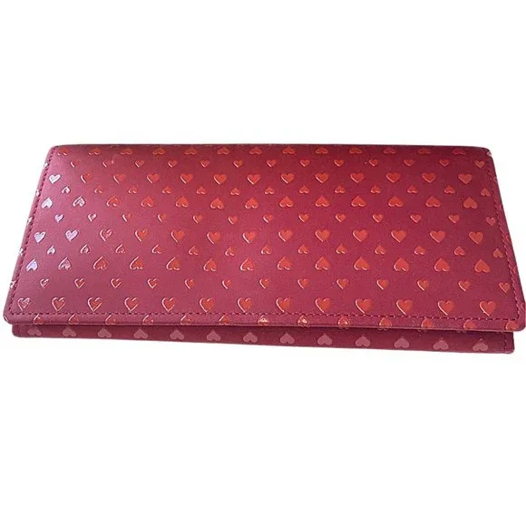 Inden Japanese Designer Handmade Lacquered Red Leather Heart Wallet - Picture 1 of 13